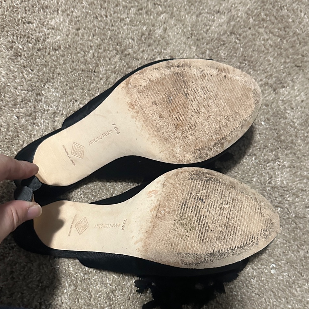 Antonio Melani Black Satin Slide Sandals - Picture 3 of 5